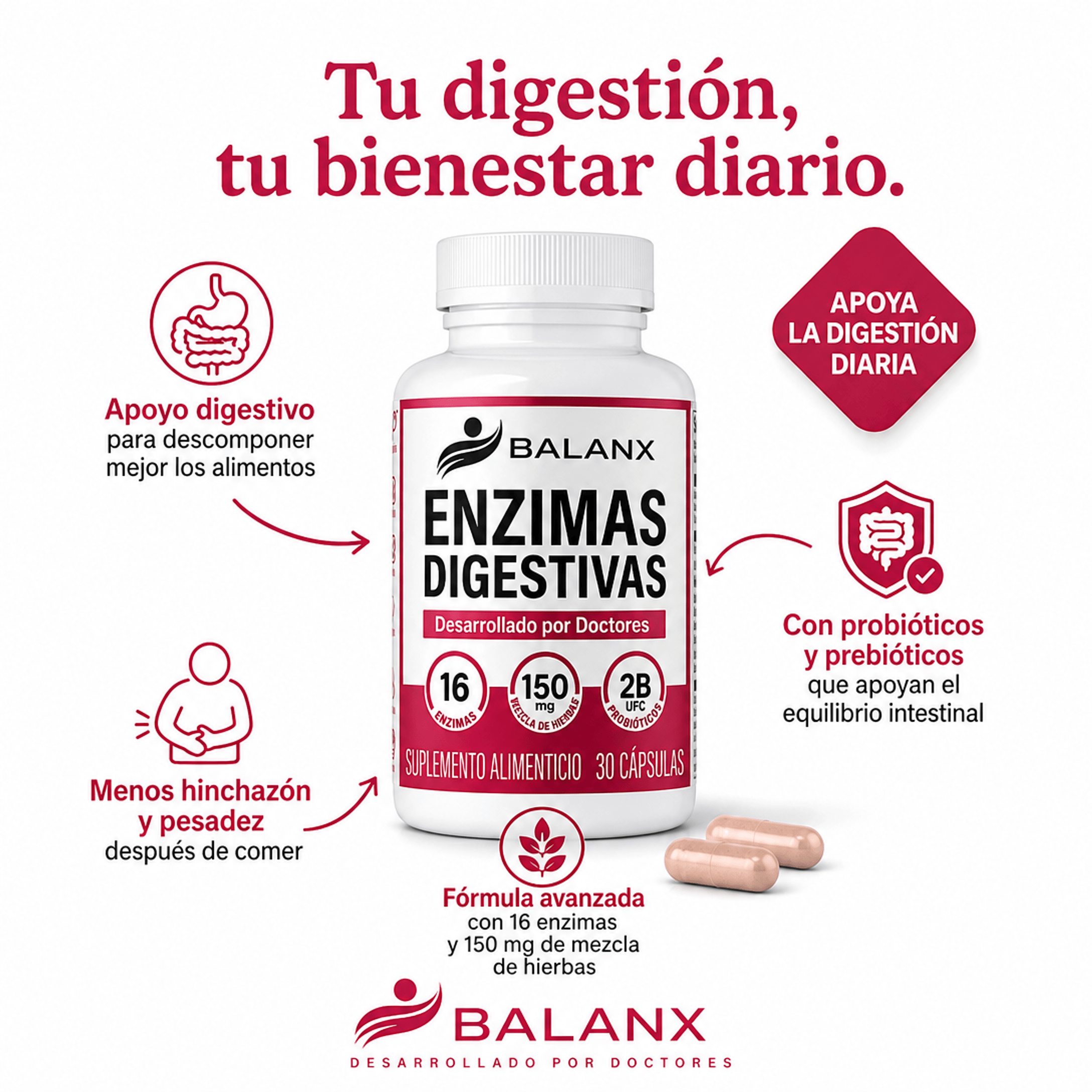 Enzimas Digestivas / Ayuda a Tu Cuerpo a Descomponer Mejor la Comida y Evita la Hinchazón
